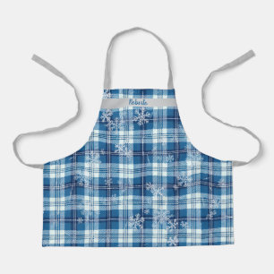 Elegantes blau kariertes Weihnachten Schürze