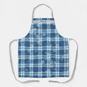 Elegantes blau kariertes Weihnachtsfest Schürze