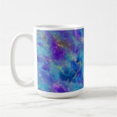 Elegantes Blau-, Lila- und Goldmotiv Kaffeetasse (Links)