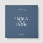 Elegantes Blau Minimalistisches Und-Zeichen Hochze Gästebuch (Vorderseite)