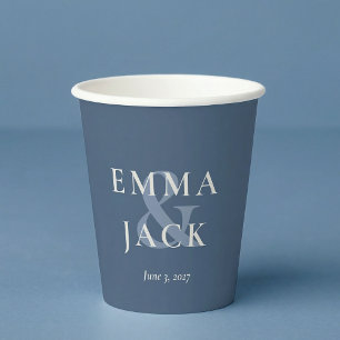Elegantes Blau Minimalistisches Und-Zeichen Hochze Pappbecher
