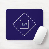 Elegantes Blau mit Monogramm Mousepad (Mit Mouse)