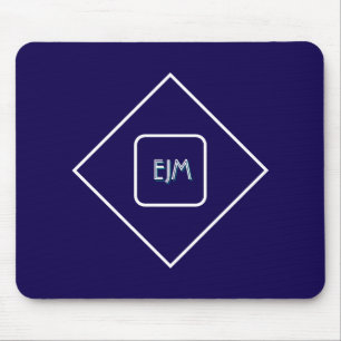 Elegantes Blau mit Monogramm Mousepad