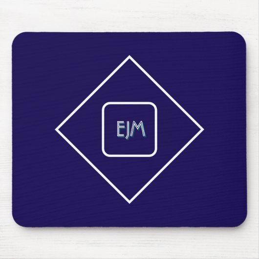 Elegantes Blau mit Monogramm Mousepad (Vorne)