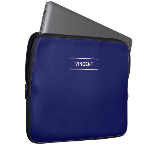 Elegantes Blau mit Name Laptop Sleeve (Vorne Rechts)