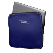 Elegantes Blau mit Name Laptop Sleeve (Vorderseite Links)