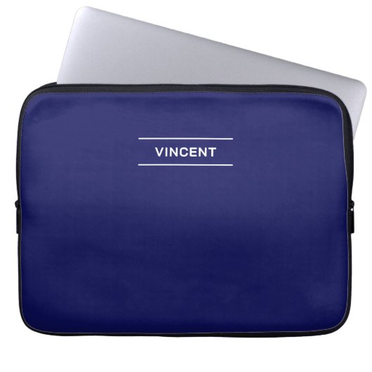 Elegantes Blau mit Name Laptop Sleeve (Vorderseite)