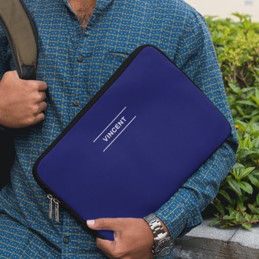 Elegantes Blau mit Name Laptop Sleeve