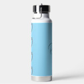 Elegantes Blau mit Namen und Initiale Trinkflasche (rechts)