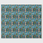 🎄 🎅 Elegantes Blau mit Whippets Geschenkpapier (Flach)
