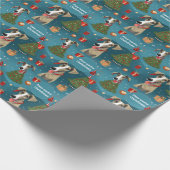 🎄 🎅 Elegantes Blau mit Whippets Geschenkpapier (Ecke)