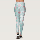 Elegantes Blau Pink Weihnachtsschneeflockenmuster Leggings (Rückseite)