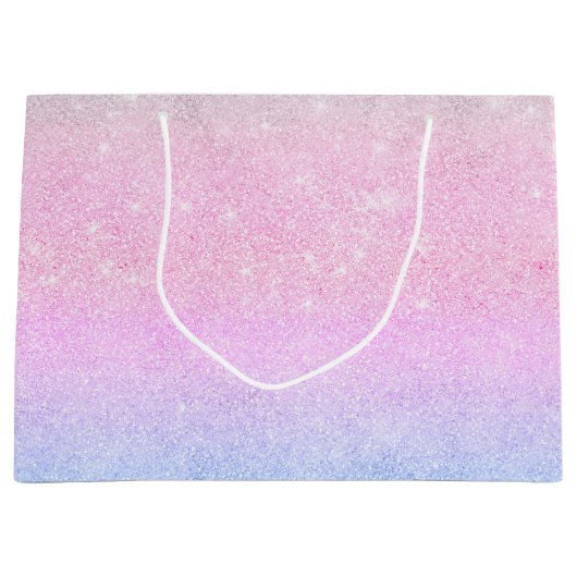 Elegantes Blau Rosa Silver Glitzer Design Große Geschenktüte (Vorderseite)