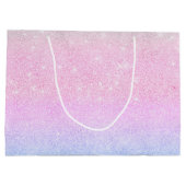 Elegantes Blau Rosa Silver Glitzer Design Große Geschenktüte (Rückseite)