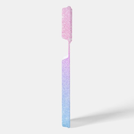 Elegantes Blau Rosa Silver Glitzer Design iPhone Hülle (Rechte Seite)