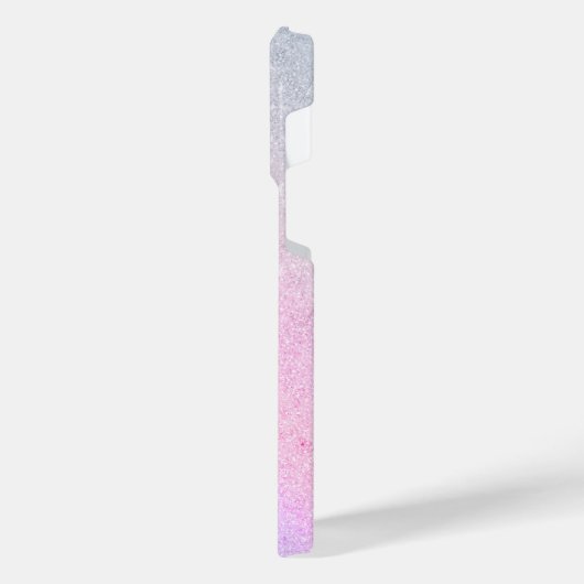 Elegantes Blau Rosa Silver Glitzer Design iPhone Hülle (Linke Seite)