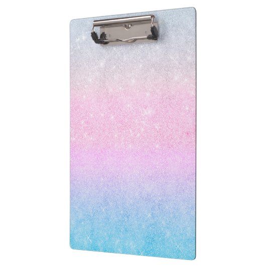 Elegantes Blau Rosa Silver Glitzer Design Klemmbrett (Links)