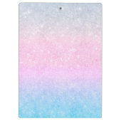 Elegantes Blau Rosa Silver Glitzer Design Klemmbrett (Rückseite)