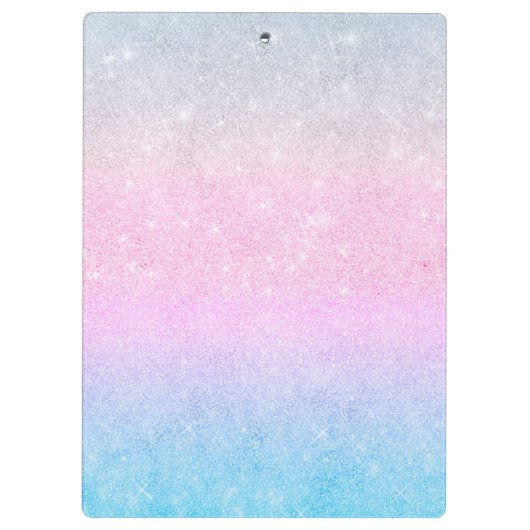 Elegantes Blau Rosa Silver Glitzer Design Klemmbrett (Rückseite)