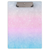 Elegantes Blau Rosa Silver Glitzer Design Klemmbrett (Vorderseite)