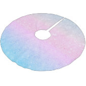 Elegantes Blau Rosa Silver Glitzer Design Polyester Weihnachtsbaumdecke (Schrägansicht)