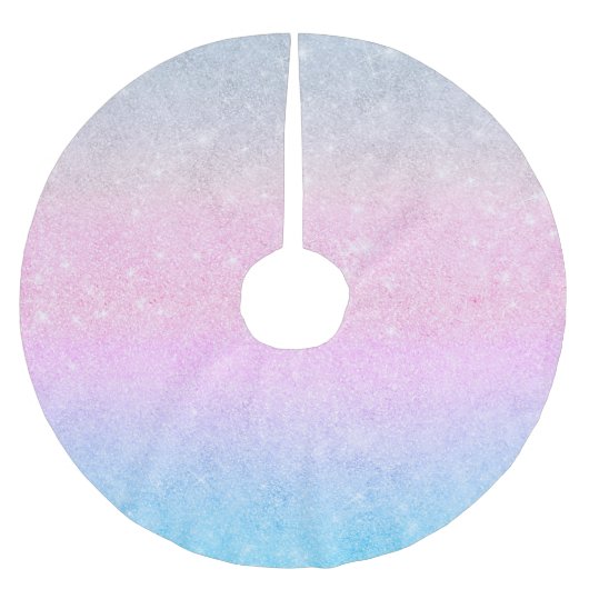 Elegantes Blau Rosa Silver Glitzer Design Polyester Weihnachtsbaumdecke (Vorderseite)