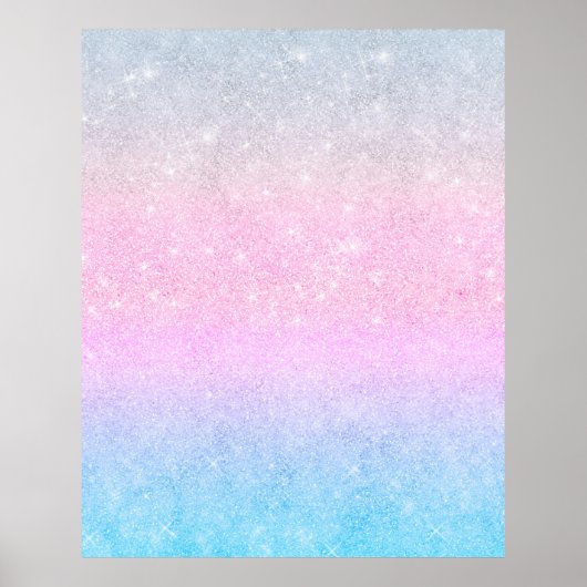 Elegantes Blau Rosa Silver Glitzer Design Poster (Vorne)