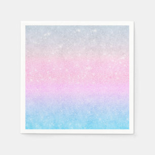 Elegantes Blau Rosa Silver Glitzer Design Serviette