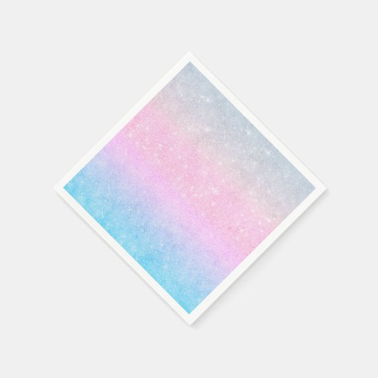 Elegantes Blau Rosa Silver Glitzer Design Serviette (Ecke)