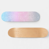 Elegantes Blau Rosa Silver Glitzer Design Skateboard (Horizontal)