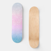 Elegantes Blau Rosa Silver Glitzer Design Skateboard (Vorderseite)