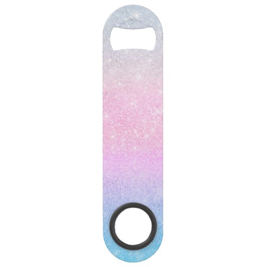 Elegantes Blau Rosa Silver Glitzer Design Speed Flaschenöffner (Vorderseite)