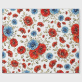 Elegantes Blau, Rot und Gold erinnern an Poppies Geschenkpapier (Flach)