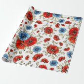 Elegantes Blau, Rot und Gold erinnern an Poppies Geschenkpapier (Ungerollt)