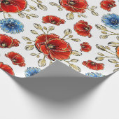 Elegantes Blau, Rot und Gold erinnern an Poppies Geschenkpapier (Ecke)
