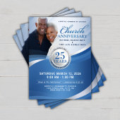 Elegantes Blau & Silber Kirchenjubiläum Flyer