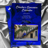 Elegantes Blau, Silberschmetterlinge Quinceanera F Folieneinladung