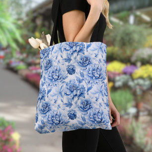 Elegantes Blau Toile de Jouy Tasche
