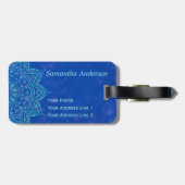 Elegantes Blau und Aquamarines Aqua Mandala Mit Mo Gepäckanhänger (Rückseite horizontal)
