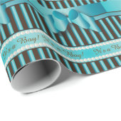 Elegantes Blau und Brown-Streifen Geschenkpapier (Rolleneckpunkt)