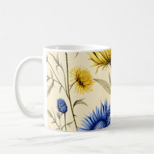 Elegantes Blau und Gelbe Blüte Kaffeetasse