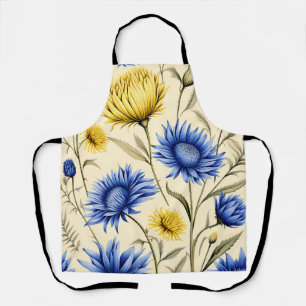 Elegantes Blau und Gelbe Blüte Schürze