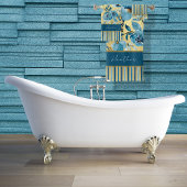 Elegantes Blau und Gold Aquarellfarben Badhandtuch Set