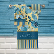 Elegantes Blau und Gold Aquarellfarben