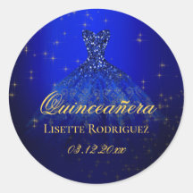 Elegantes Blau und Gold Custom Quinceanera