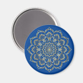 Elegantes Blau- und Gold Floral Mandala Muster Magnet (Vorderseite/Rückseite)