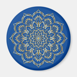 Elegantes Blau- und Gold Floral Mandala Muster Magnet