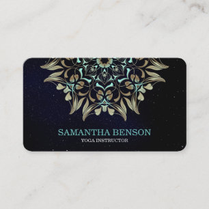 Elegantes Blau- und Gold-Lotus-Yoga-Instructor-Unt Visitenkarte