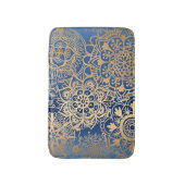 Elegantes Blau und Gold Mandala Muster Badematte (Vorderseite Vertikal)
