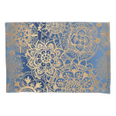 Elegantes Blau und Gold Mandala Muster Kissenbezug (Vorderseite-Links)